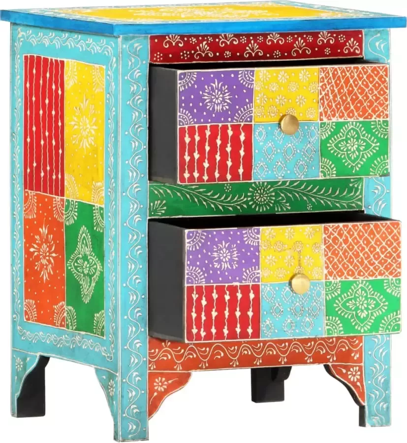 Maison Exclusive Nachtkastje handgescMaison Exclusive -lderd 40x30x50 cm massief mangohout