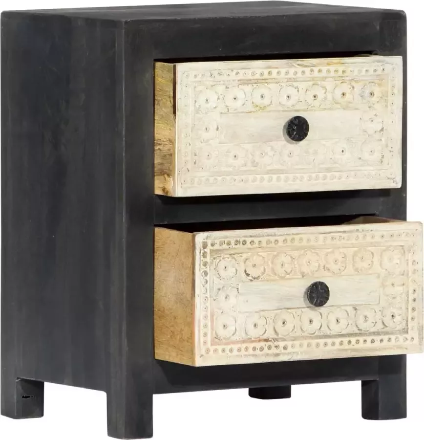 Maison Exclusive Nachtkastje handgesneden 40x30x50 cm massief mangohout grijs