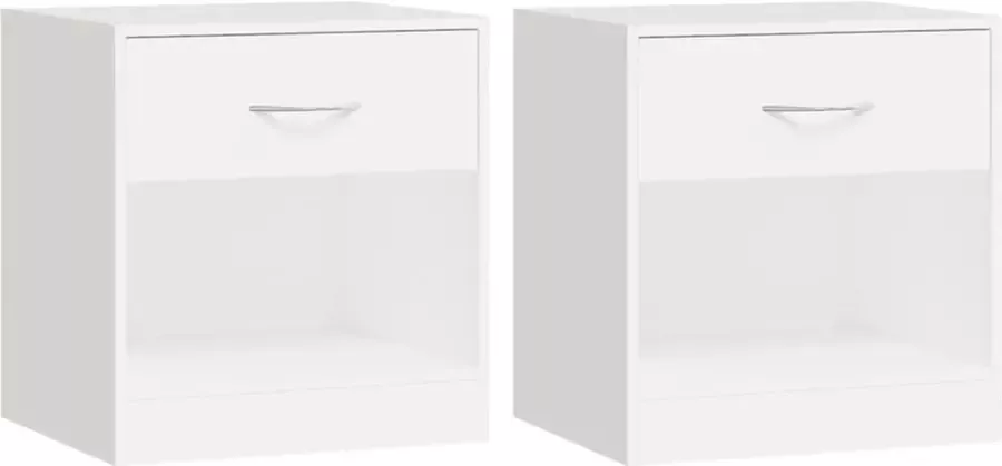 Maison Exclusive Nachtkastje met 1 lade wit 2 st