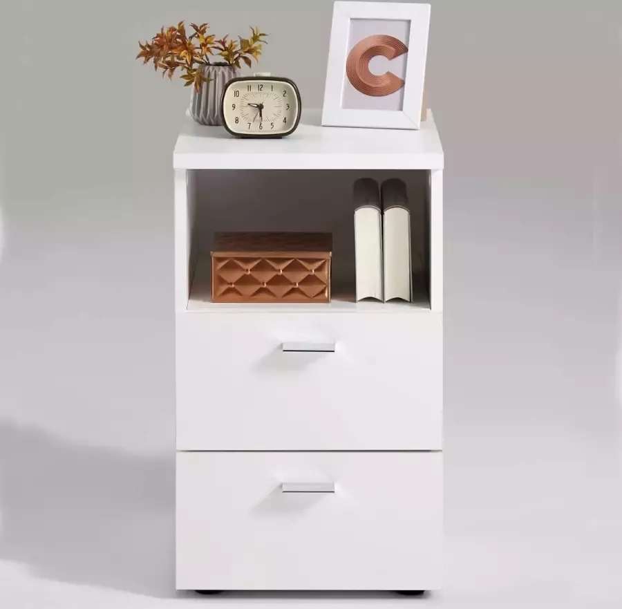 Maison Exclusive Nachtkastje met 2 lades en open schap wit