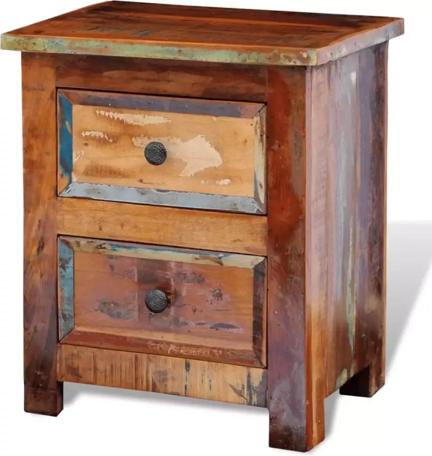 Maison Exclusive Nachtkastje met 2 lades massief gerecycled hout