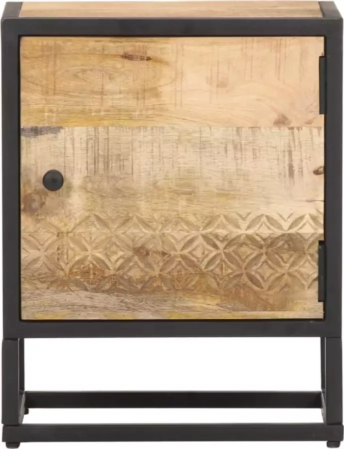 Maison Exclusive Nachtkastje met bewerkte deur 40x30x50 cm ruw mangohout