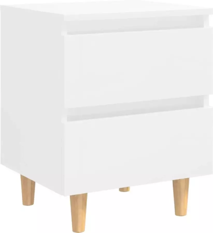 Maison Exclusive Nachtkastje met grenenhouten poten 40x35x50 cm hoogglans wit