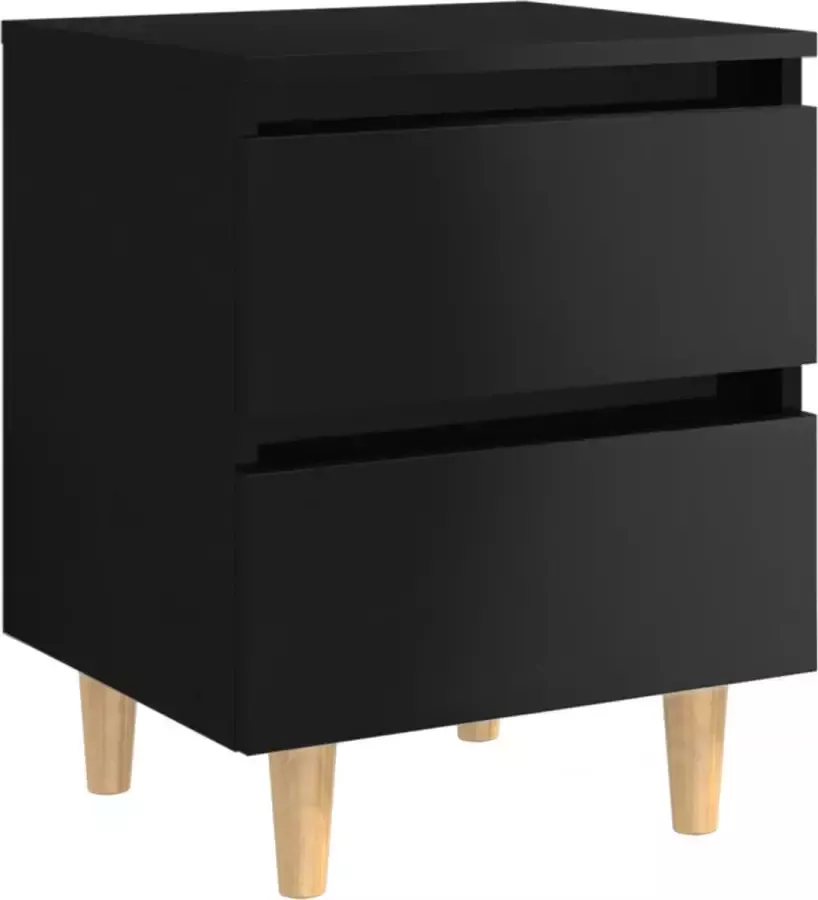 Maison Exclusive Nachtkastje met grenenhouten poten 40x35x50 cm hoogglans zwart