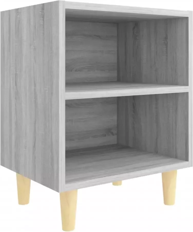 Maison Exclusive Nachtkastje met houten poten 40x30x50 cm grijs sonoma eiken
