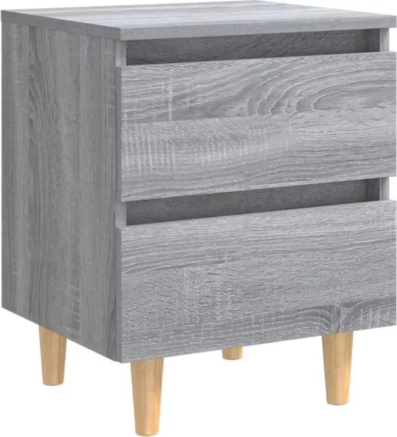 Maison Exclusive Nachtkastje met houten poten 40x35x50 cm grijs sonoma eiken