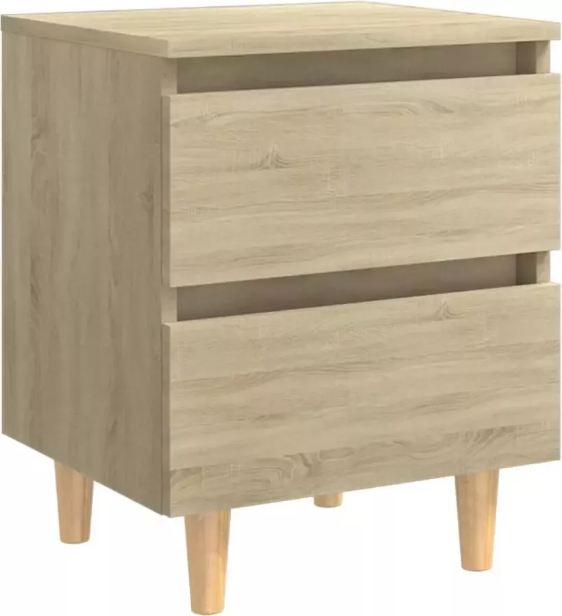Maison Exclusive Nachtkastje met houten poten 40x35x50 cm sonoma eikenkleurig