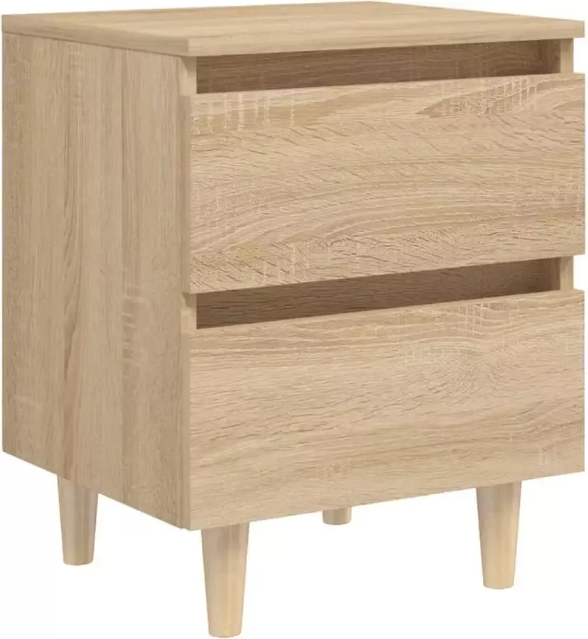 Maison Exclusive Nachtkastje met houten poten 40x35x50 cm sonoma eikenkleurig