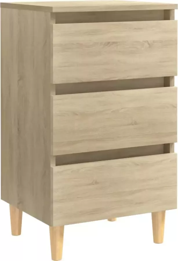 Maison Exclusive Nachtkastje met houten poten 40x35x69 cm sonoma eikenkleurig