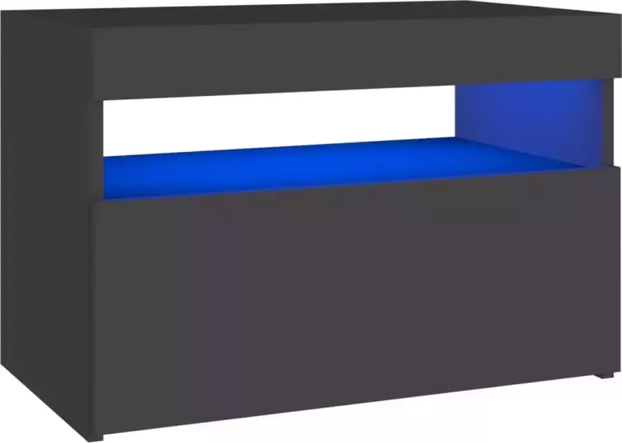 Maison Exclusive Nachtkastje met LED-verlichting 60x35x40 cm bewerkt hout grijs