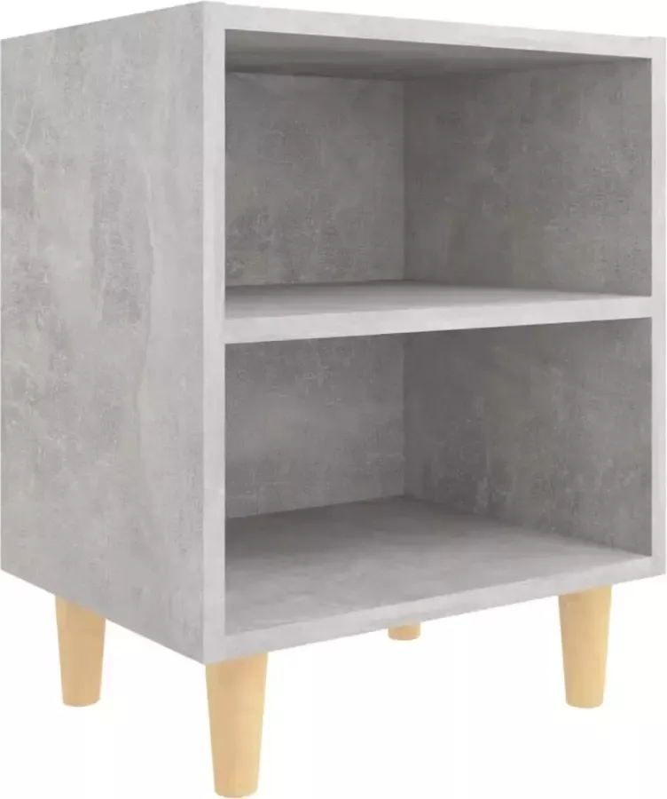 Maison Exclusive Nachtkastje met massief houten poten 40x30x50 cm betongrijs - Foto 2