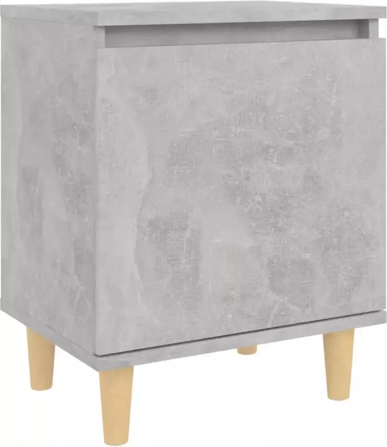 Maison Exclusive Nachtkastje met massief houten poten 40x30x50 cm betongrijs