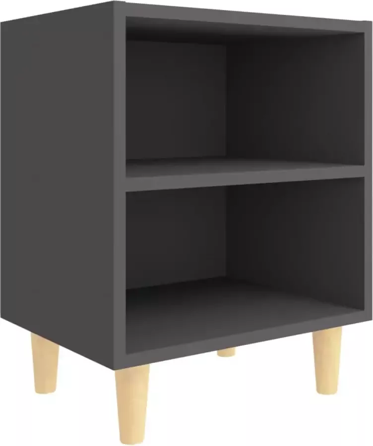 Maison Exclusive Nachtkastje met massief houten poten 40x30x50 cm grijs