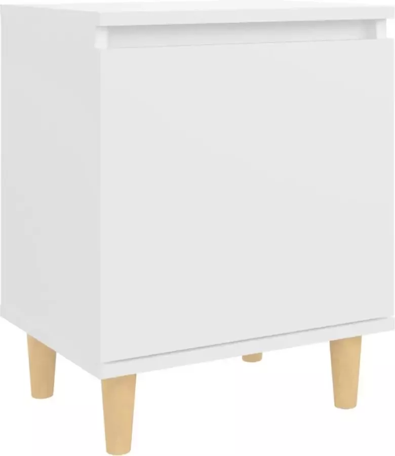 Maison Exclusive Nachtkastje met massief houten poten 40x30x50 cm wit