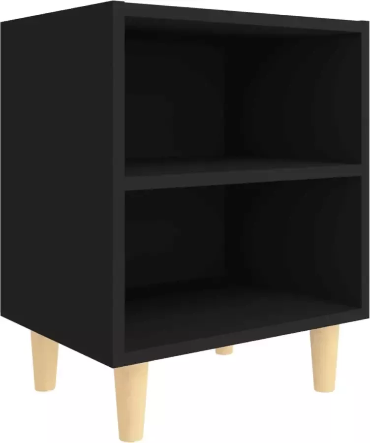 Maison Exclusive Nachtkastje met massief houten poten 40x30x50 cm zwart - Foto 2