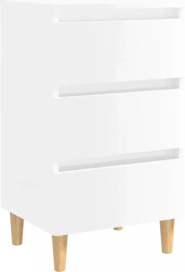 Maison Exclusive Nachtkastje met massief houten poten 40x35x69 cm hoogglans wit