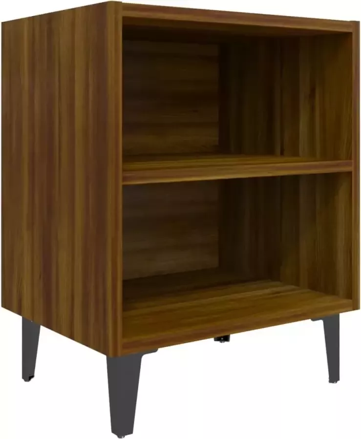 Maison Exclusive Nachtkastje met metalen poten 40x30x50 cm bruineikenkleurig - Foto 2