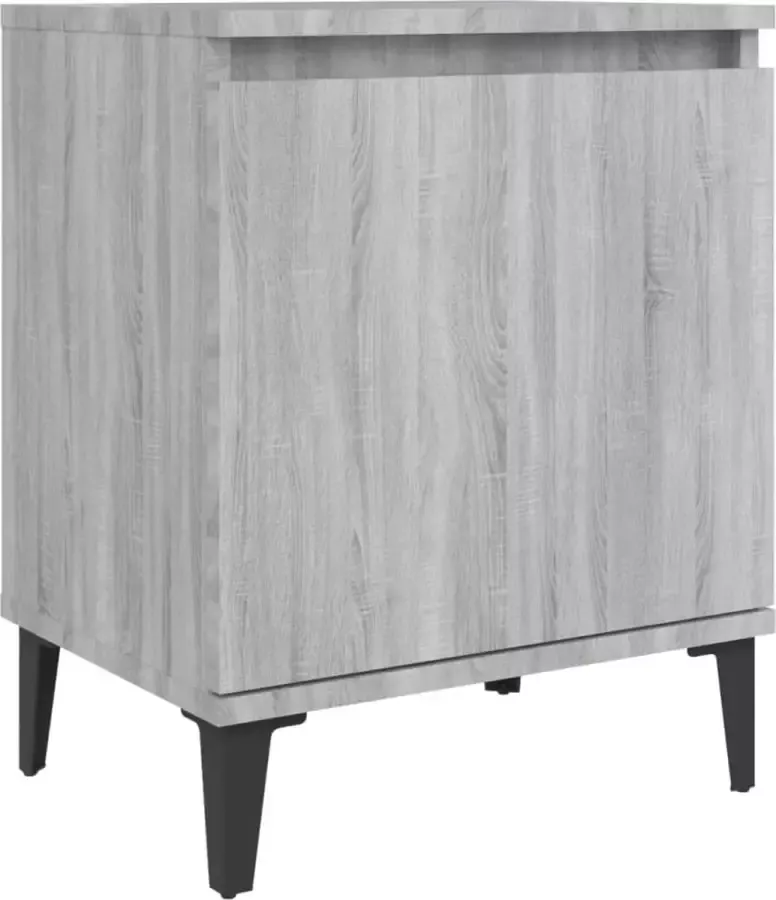 Maison Exclusive Nachtkastje met metalen poten 40x30x50 cm grijs sonoma eiken - Foto 2
