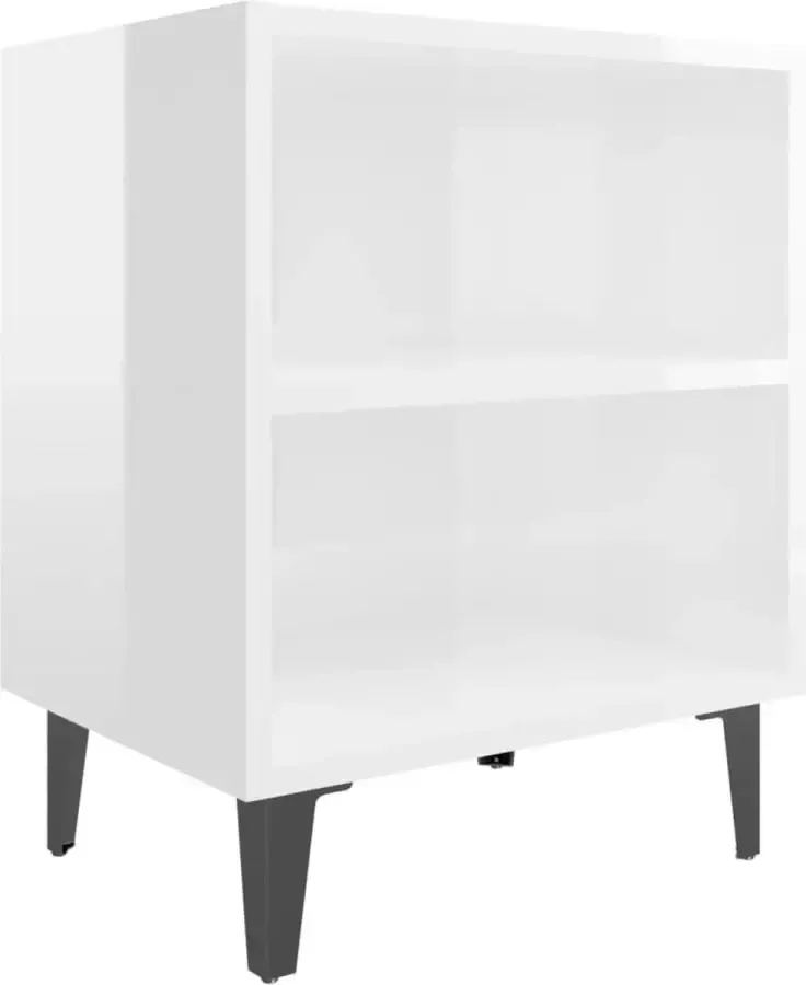 Maison Exclusive Nachtkastje met metalen poten 40x30x50 cm hoogglans wit - Foto 2