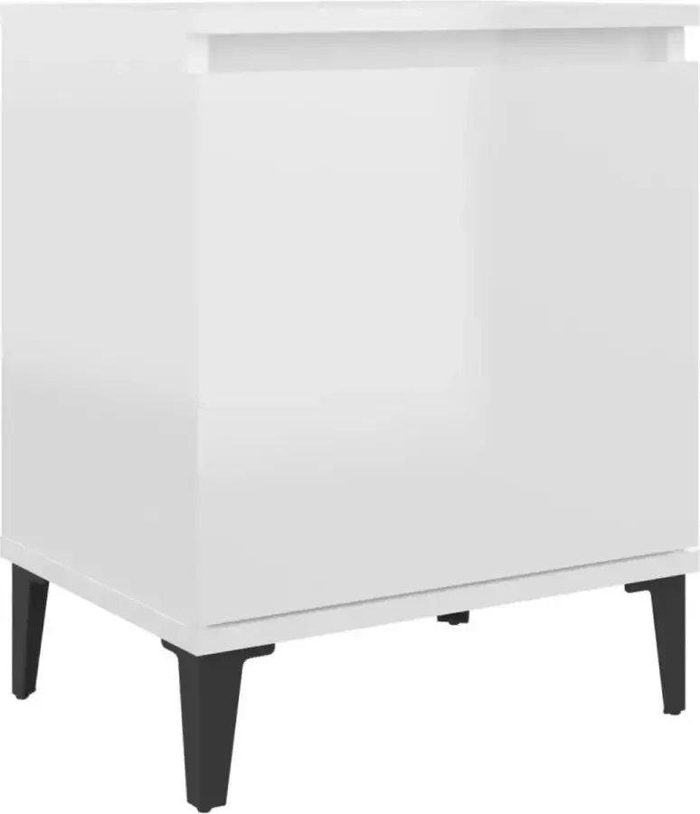 Maison Exclusive Nachtkastje met metalen poten 40x30x50 cm hoogglans wit