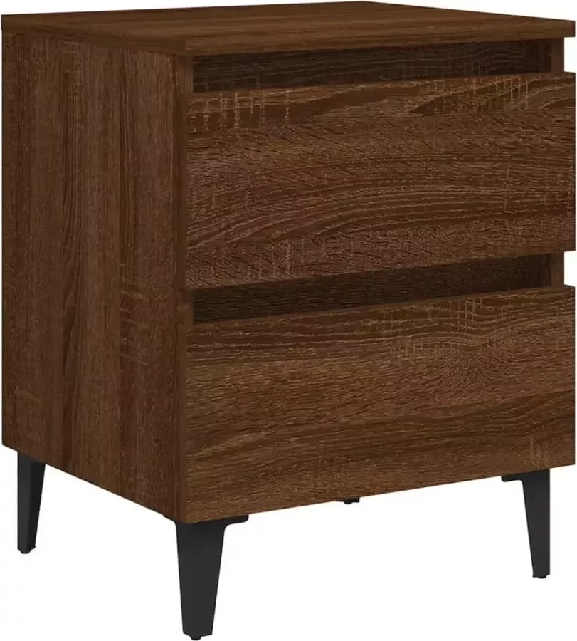 Maison Exclusive Nachtkastje met metalen poten 40x35x50 cm bruineikenkleurig