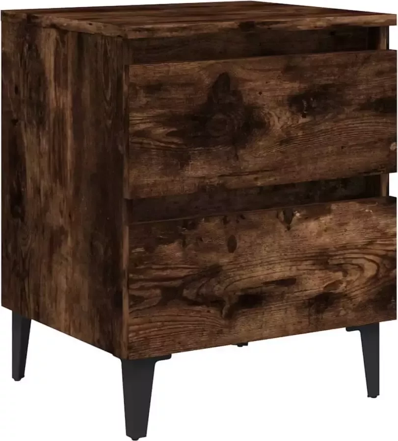 Maison Exclusive Nachtkastje met metalen poten 40x35x50 cm gerookt eikenkleurig