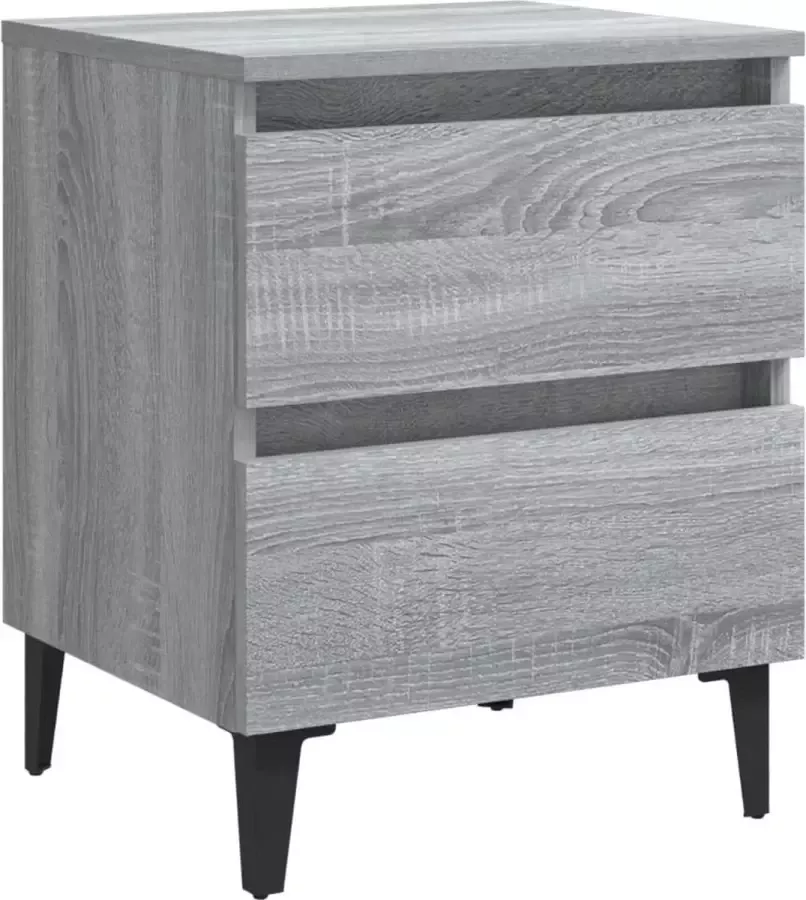 Maison Exclusive Nachtkastje met metalen poten 40x35x50 cm grijs sonoma eiken