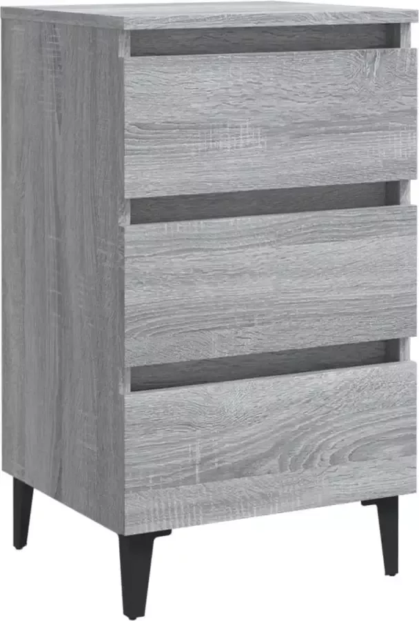 Maison Exclusive Nachtkastje met metalen poten 40x35x69 cm grijs sonoma eiken