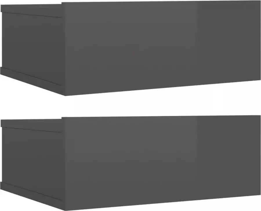 Maison Exclusive Nachtkastje zwevend 40x30x15 cm 2 st spaanplaat hoogglans grijs