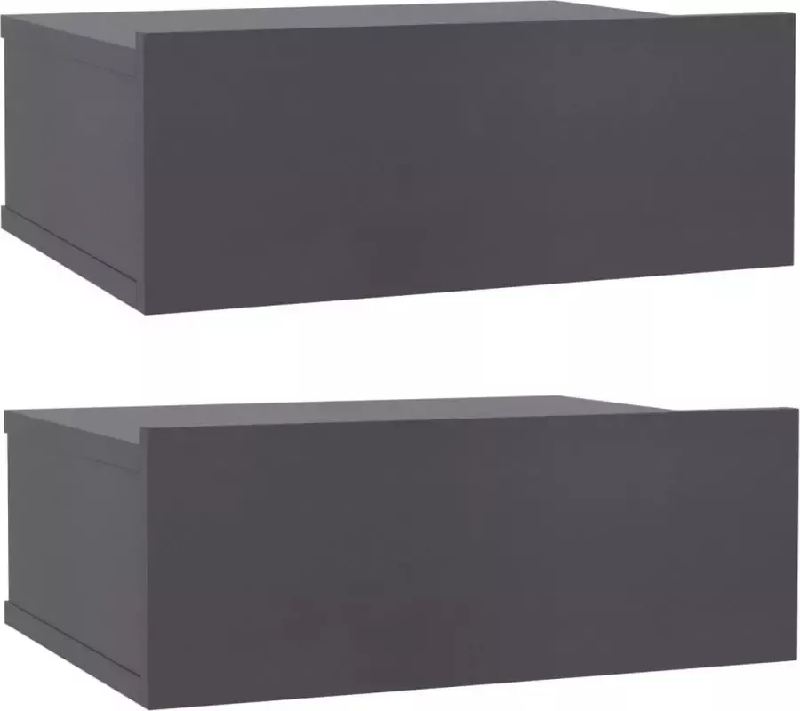 Maison Exclusive Nachtkastje zwevend 40x30x15 cm bewerkt hout grijs - Foto 2