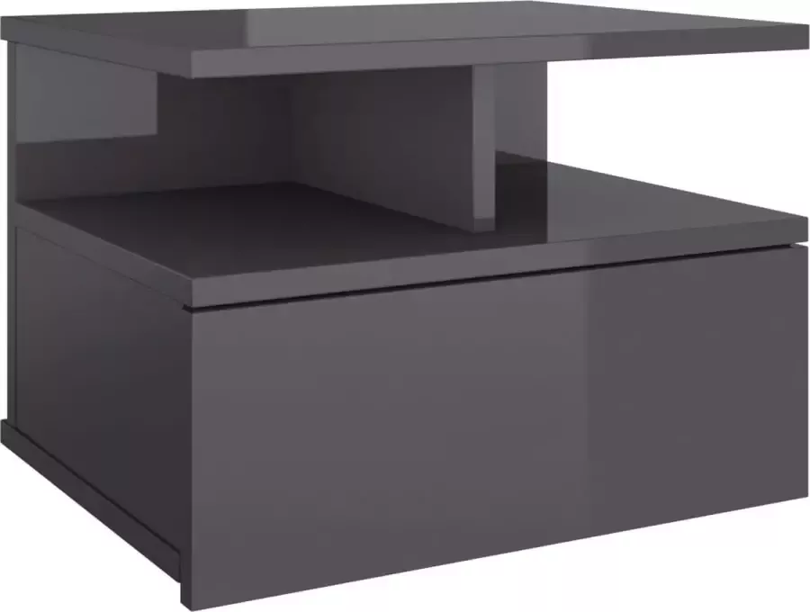 Maison Exclusive Nachtkastje zwevend 40x31x27 cm bewerkt hout hoogglans grijs