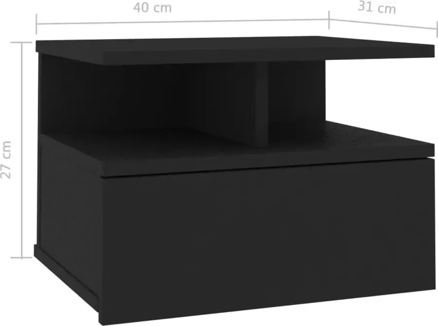 Maison Exclusive Nachtkastje zwevend 40x31x27 cm bewerkt hout zwart