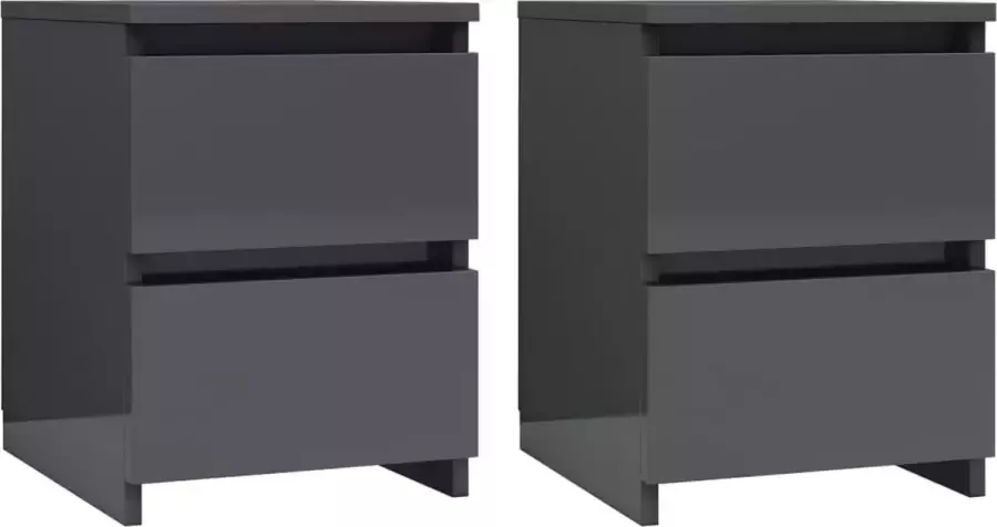 Maison Exclusive Nachtkastjes 2 st 30x30x40 cm bewerkt hout hoogglans grijs