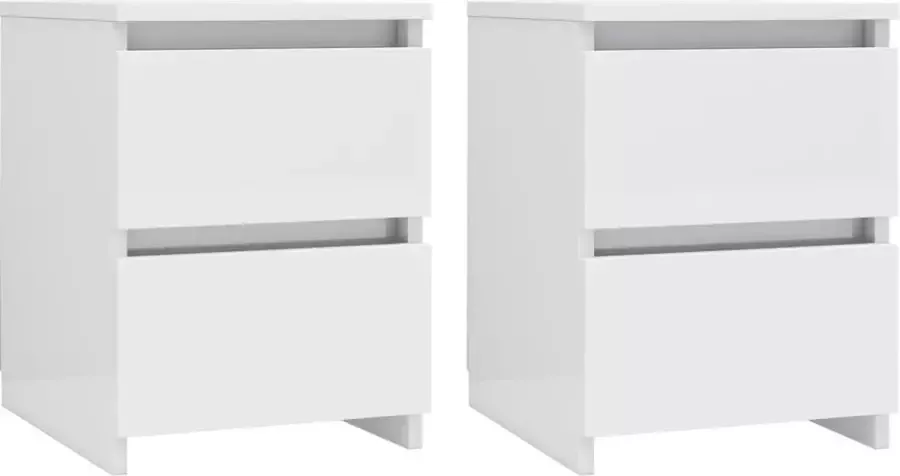 Maison Exclusive Nachtkastjes 2 st 30x30x40 cm bewerkt hout hoogglans wit