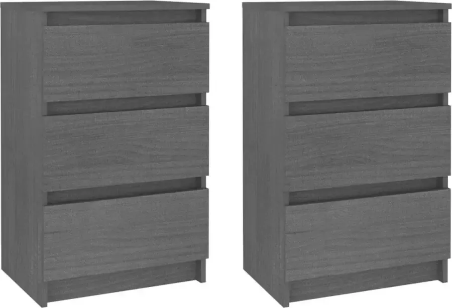 Maison Exclusive Nachtkastjes 2 st 40x29 5x64 cm massief grenenhout grijs