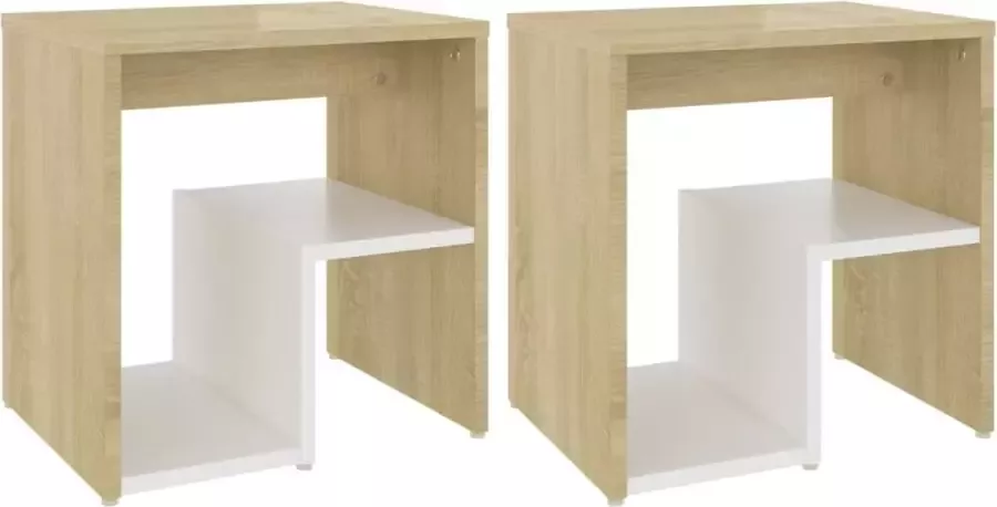 Maison Exclusive Nachtkastjes 2 st 40x30x40 cm spaanplaat wit sonoma eikenkleur