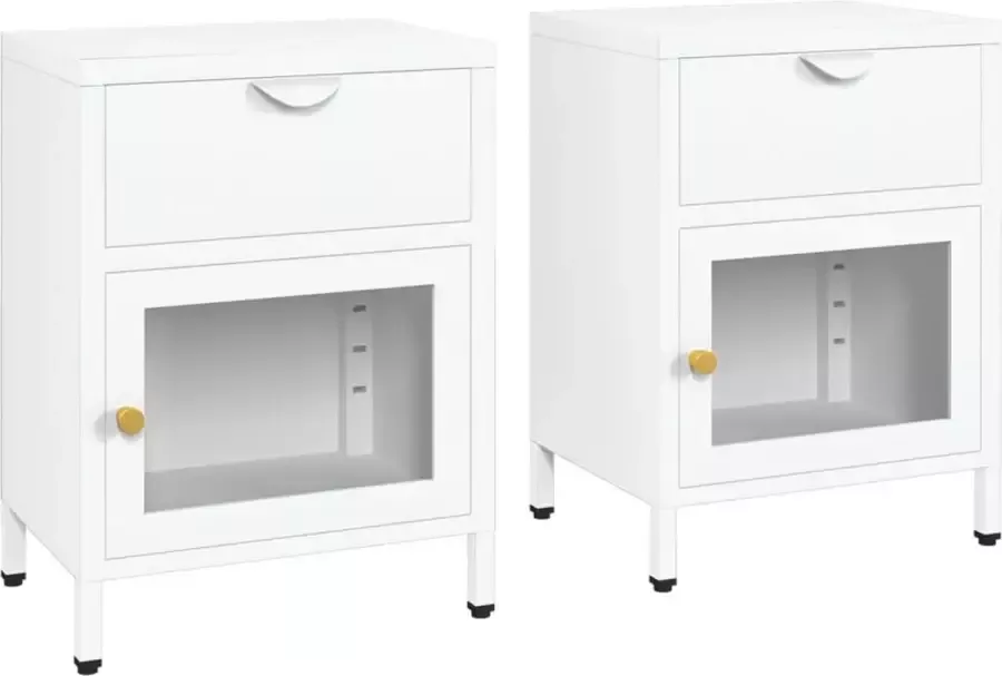 Maison Exclusive Nachtkastjes 2 st 40x30x54 5 cm staal en glas white