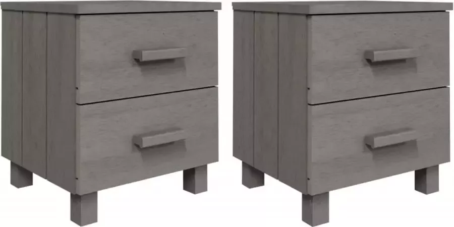 Maison Exclusive Nachtkastjes 2 st 40x35x44 5 cm massief grenenhout lichtgrijs