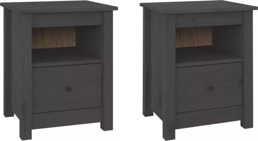 Maison Exclusive Nachtkastjes 2 st 40x35x49 cm massief grenenhout grijs