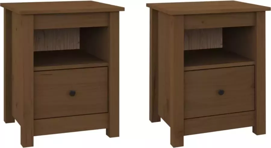 Maison Exclusive Nachtkastjes 2 st 40x35x49 cm massief grenenhout honingbruin