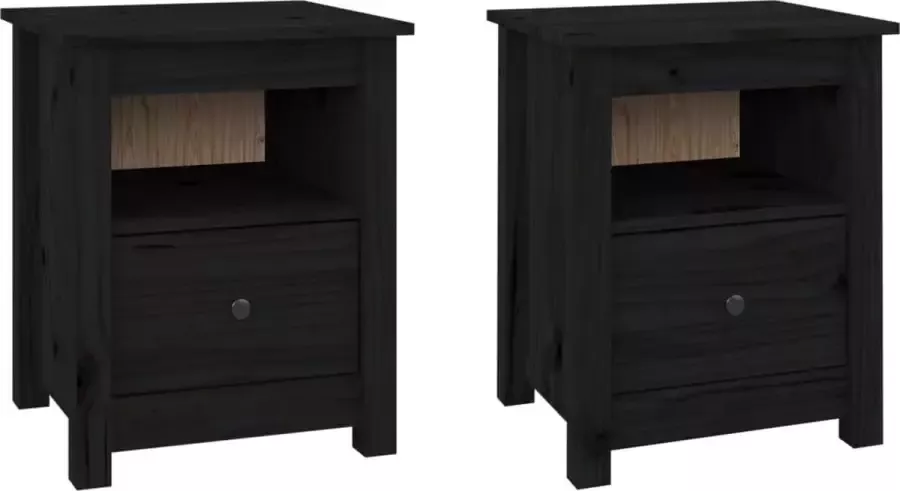 Maison Exclusive Nachtkastjes 2 st 40x35x49 cm massief grenenhout zwart