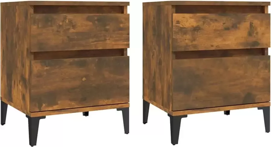 Maison Exclusive Nachtkastjes 2 st 40x35x50 cm gerookt eikenkleurig - Foto 3