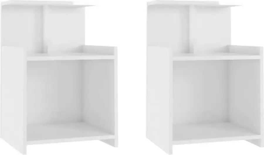 Maison Exclusive Nachtkastjes 2 st 40x35x60 cm spaanplaat hoogglans wit