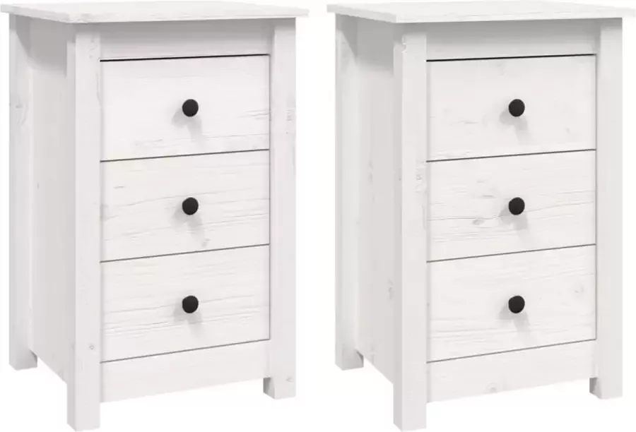 Maison Exclusive Nachtkastjes 2 st 40x35x61 5 cm massief grenenhout wit