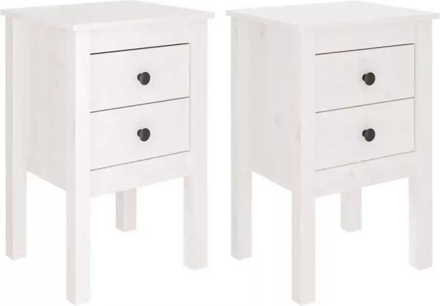 Maison Exclusive Nachtkastjes 2 st 40x35x61 5 cm massief grenenhout wit