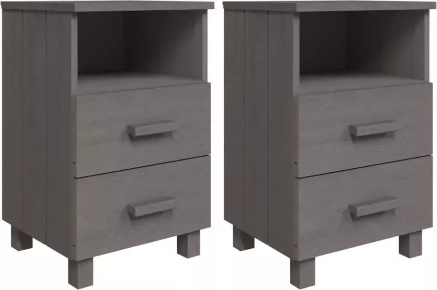 Maison Exclusive Nachtkastjes 2 st 40x35x62 cm massief grenenhout lichtgrijs