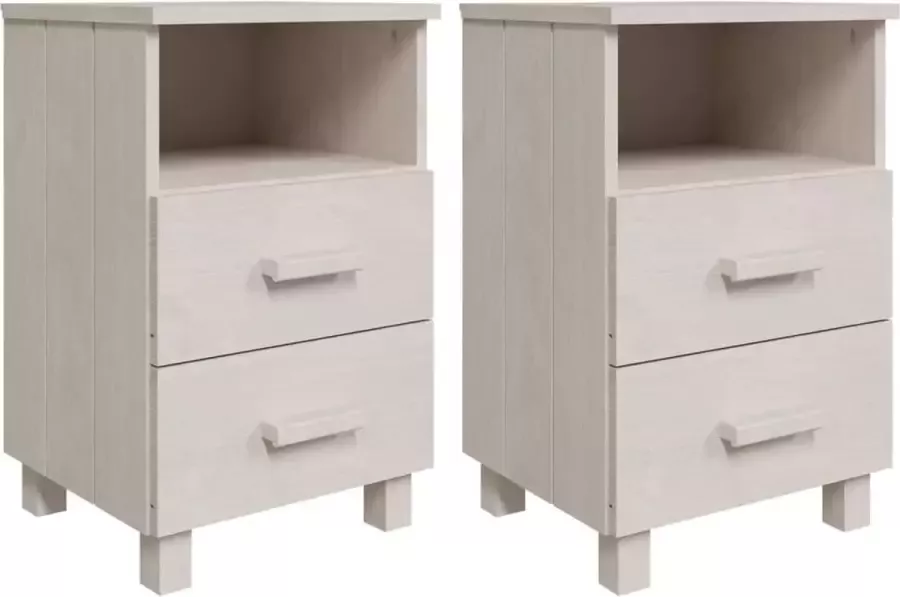 Maison Exclusive Nachtkastjes HAMAR 2 st 40x35x62 cm massief grenenhout wit