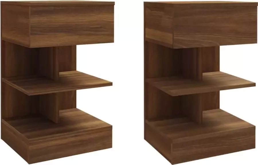 Maison Exclusive Nachtkastjes 2 st 40x35x65 cm bewerkt hout bruineikenkleurig