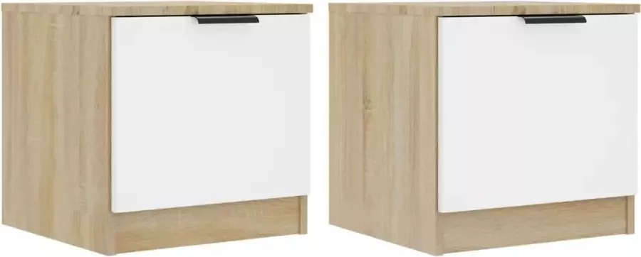 Maison Exclusive Nachtkastjes 2 st 40x39x40 cm wit en sonoma eikenkleurig