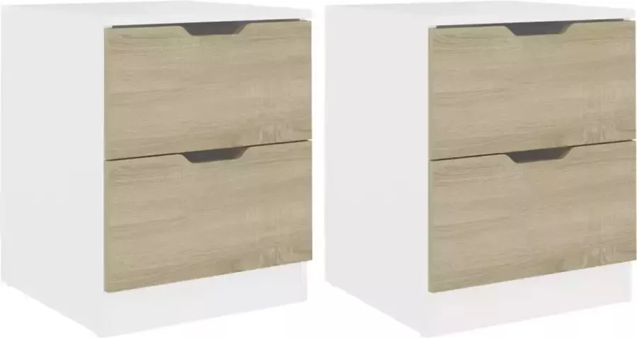 Maison Exclusive Nachtkastjes 2 st 40x40x50 cm spaanplaat wit sonoma eikenkleur